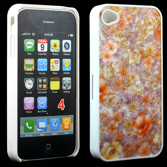 iPhone 4 4S Orange BLOSSOM Design Case
